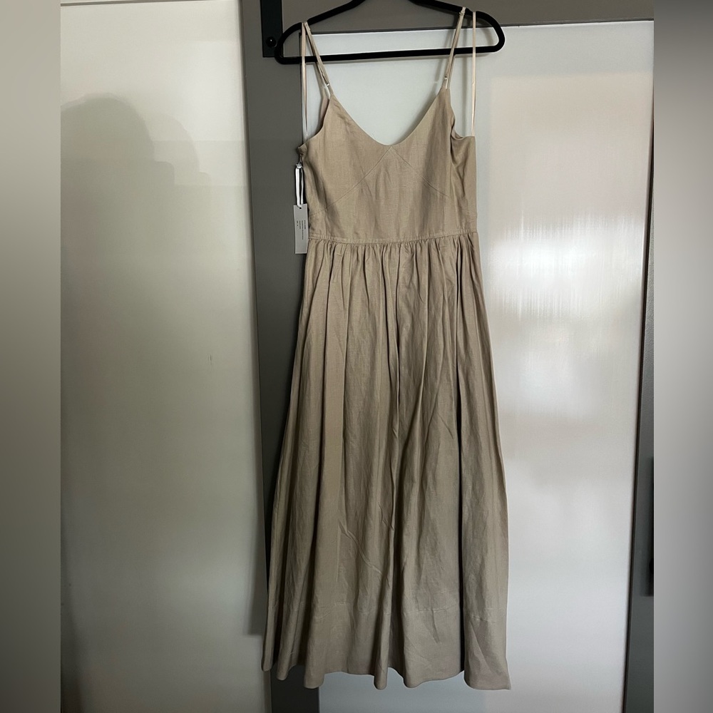Torn by Ronny Kobo Beige The Camila Dress Midi Dress Medium - Picture 5 of 9